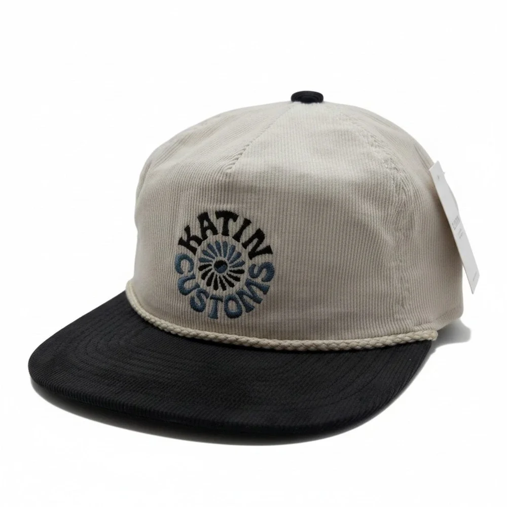 Katin Customs Wilona Corduroy Snapback Hat Cream Navy Blue FA25HTWIL-WHIB OS